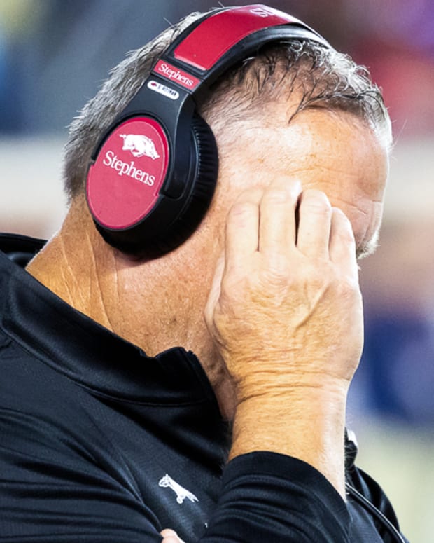 Razorback coach Sam Pittman against Ole Miss